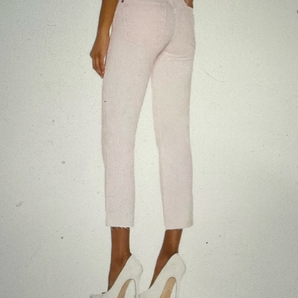 7 for all Mankind High Waist Cropped Straight Mineral Pink Jeans - Picture 2 of 12